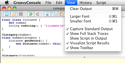 Swing console: visualization options